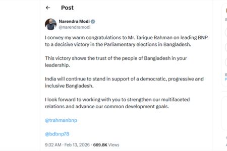 তারেক রহমানকে অভিনন্দন জানালেন নরেন্দ্র মোদি