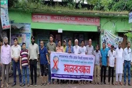 নগরকান্দায় সাংবাদিকদের নিয়ে মেয়রের অশালীন মন্তব্য ও কটুক্তির প্রতিবাদে মানববন্ধন