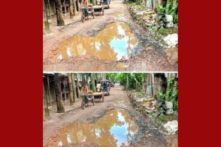 বোয়ালিয়া ব্রিজ সড়ক চরম নাজেহাল