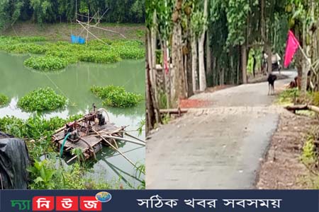 সালথায় কুমার নদে অবৈধভাবে বালু উত্তোলনে হুমকির মূখে পাকা সড়ক