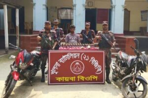 শার্শা সীমান্তে বিজিবির অভিযানে ভারতীয় নেশাজাতীয় সিরাপসহ আটক ১