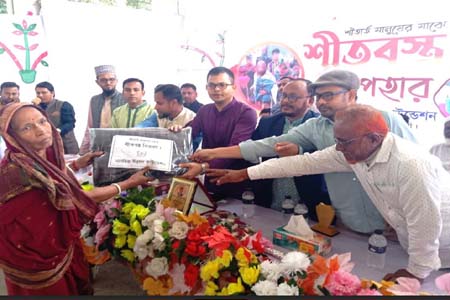 কোম্পানীগঞ্জে প্রবাসীদের উদ্যোগে ২শ’ পরিবারের মাঝে শীতবস্ত্র বিতরণ