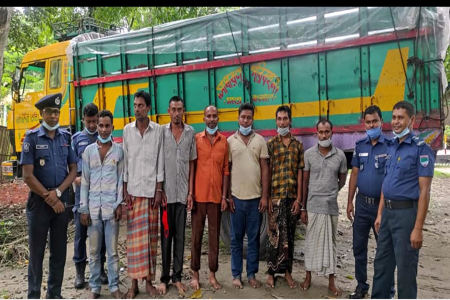 শৈলকুপা থেকে ডাকাতি হওয়া পাটভর্তি ট্রাক উদ্ধার, গ্রেফতার-৭