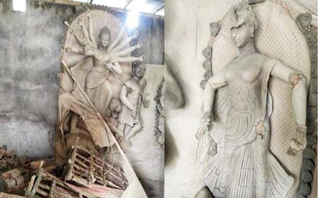 নড়াইলে মহালয়ার রাতে দুর্গা প্রতিমা ভাঙচুর 